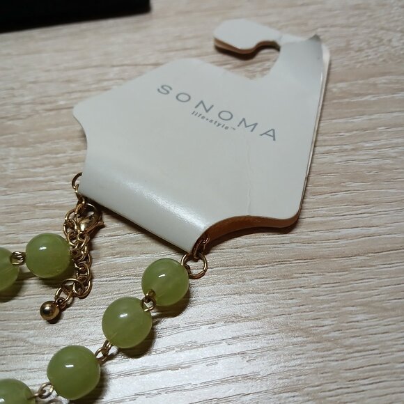 NWT Sonoma Life+Style Chunky Green Blue Beaded Layered Necklace Jewelry #90 - Picture 7 of 9